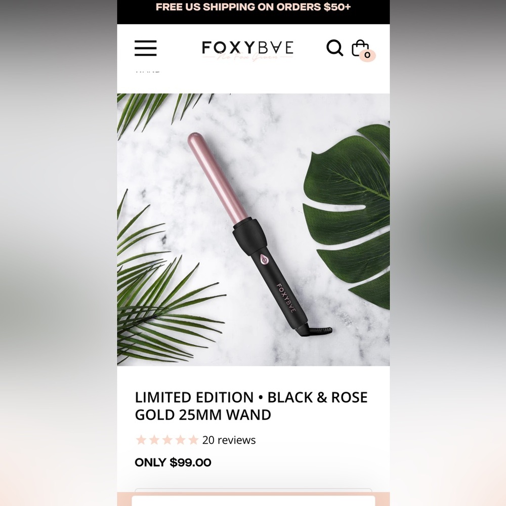 FOXYBAE, New in Box, Rose Gold 22MM Curling Wand, never used